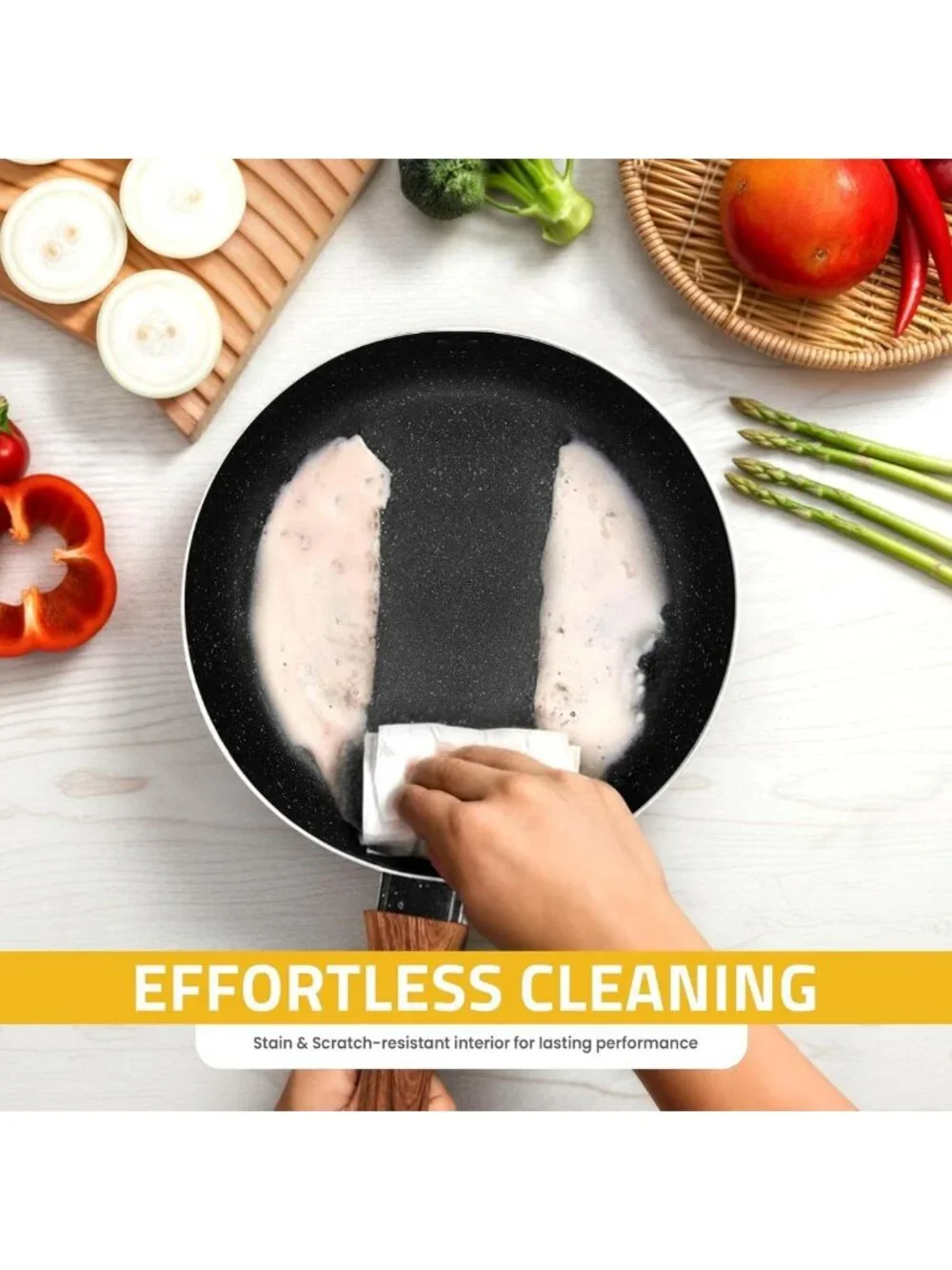 8-Piece Non-Stick Granite Cookware Set - Induction Frying Pans & Saucepans